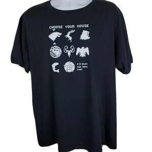 Game of Thrones Choose Your House 8 bit style graphics black t-shirt XL
